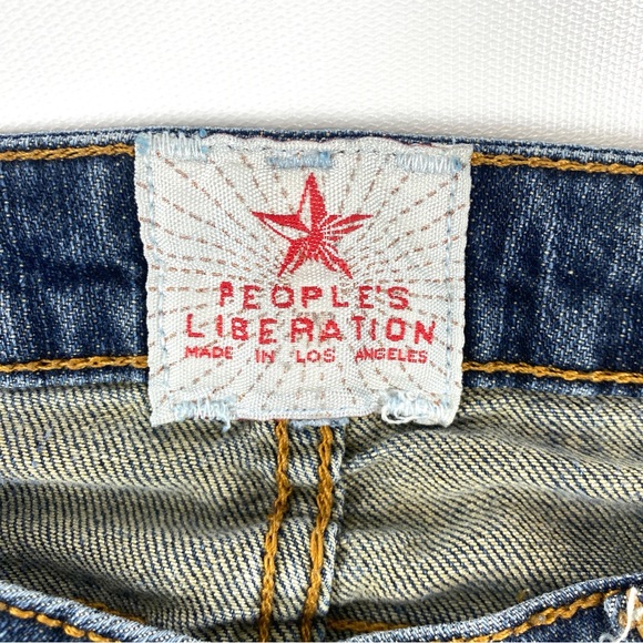 People’s Liberation flap star pocket  jeans  flare sz 32 - Picture 3 of 12